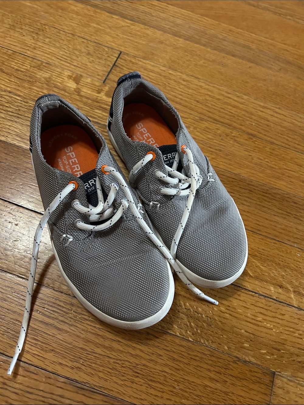 Sperry Gray Canvas Low-Top Sneakers with White Laces